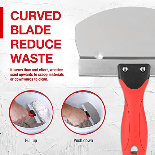 Goldblatt 2 Pieces Bucket Scoop for Drywall, Plaster - Stainless Steel Bucket Scoop - 6.5 Inch Curved Contoured Blade, Upgrade Rustproof Scraper Tools with Soft-Grip Handle for Paint, Mortar