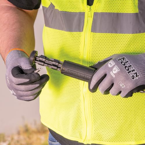 KLEIN TOOLS 60586 Work Gloves, Knit Dipped Cut Resistant ANSI A2 Nitrile Coated Gloves, HPPE Fabric, Touchscreen Capable, X- Large, 2-Pair - size: X-Large
