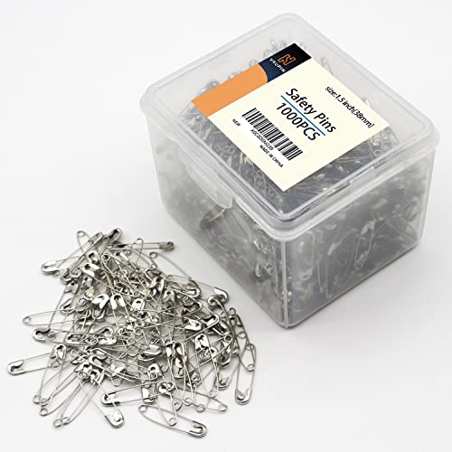 1000 Pack 1.5Inch/38mm Safety Pins - Small Safety Pins with a Convenient Box for Clothes & Home Office - color: 38mm-1000pcs