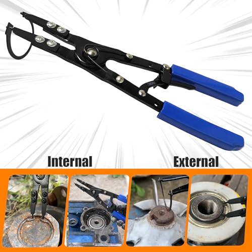 38700 Snap Ring Pliers External 10" Large Heavy Duty Ratchet Locking Design Anti-slip Circlip Pliers Blue Automotive Removal Tool Kit Compatible with Ford Super Duty Pickups 2007 and Newer (Blue) - color: Blue