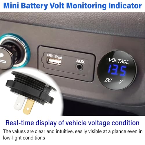2 PCS DC 12V 24V Volt Meter, Car LED Digital Voltmeter Gauge - color: 2 PCS Blue