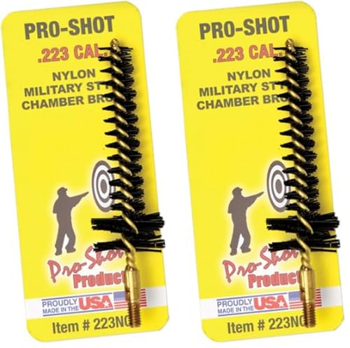 Pro-Shot Products Chamber Brushes: Bronze/Nylon/Stainless, Brass Core, Dual-Diameter & Standard Designs, Star/Locking Lug Recess Compatible, Solvent-Safe, Made in USA - size: .223 CAL (Nylon) (Pack of 2)