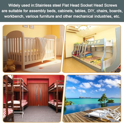 Taiss 20pcs M6 x 35mm Flat Head Socket Head Screw,304 Stainless Steel 18-8 Furniture Bolts,Fully Threaded,Connection Screws - size: 20PCS M6x35mm