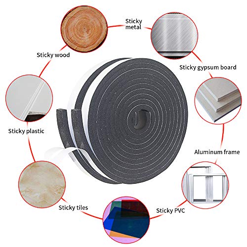 Weather Stripping Door Seal Strip for Doors and Windows,1/2In x 1/4In x 33Ft x 2 Roll Foam Insulation Tape Self Adhesive,Sound Proof,Weatherstrip,Pipe Cooling, Air Conditioning Seal Strip - size: 1/2 in x 1/4 in x 33 ft x 2 Roll