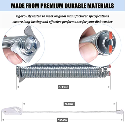 UPGRADED 00754866 Dishwasher Door Spring & Cable Kit - Dishwasher Door Hinge Replacement Parts AP5804978 PS8770519 00623540 00627230 00659339 00751392 3279707