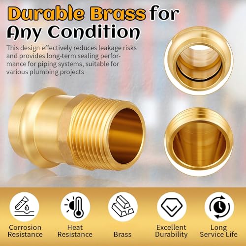 16 Pack 3/4" Press x 3/4" MIP Brass Press Fittings - color: Mip, size: 0.75 Inch