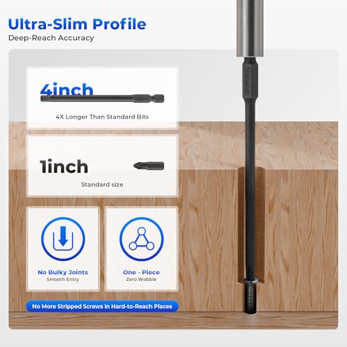 Impact Rated Screwdriver Bit Set, 3" Extended Long Magnetic Power Bits, Premium S2 Steel, Shock-Absorbing Design, 1/4" Hex Shank for Power Drill & Impact Driver (3 Inch Metric Hex) - size: 3 Inch Metric Hex