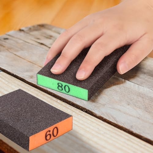 Romeda 8-Pack Sandpaper Block, Four Grits Per Pack 60/80/120/220, Washable and Reusable Handmade Sanding Sponge, Drywall Sandpaper Blocks for Wooden Drywall Sheetrock and Metal Glazing