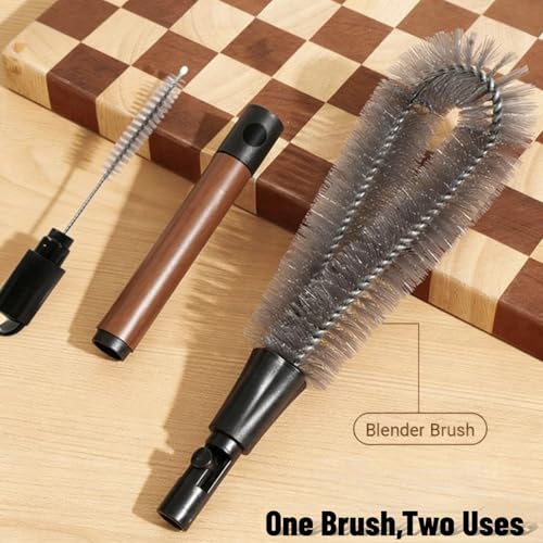 2-in-1 Detachable Blender Cleaning Brush for Vitamix & Ninja, Dual-Head Bottle Brush for Juicer, Cup Lid, Meat Grinder & Kitchen Appliances, Long-Handled Food-Grade Bristles for Deep Crevice Clean