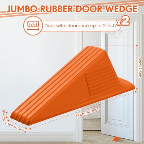 Frienda 2 Pcs Heavy Duty Rubber Door Stops Wedge Stackable,Orange - color: Orange