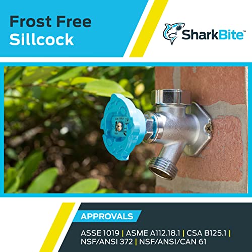 SharkBite 6 Inch Frost Free Sillcock, 1/2 x 3/4 Inch MHT, Push to Connect Brass Plumbing Fitting, PEX Pipe, Copper, CPVC, PE-RT, HDPE, 25744LF - size: 6 in.