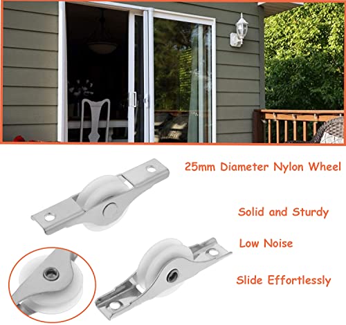 MroMax 2Pcs 25mm/0.98" Dia Screen Door Rollers Nylon White Sliding Wheel U Groove Electroplating Sliding Wheel with Stainless Steel Shell for Garage Screen Door - color: 2Pcs White U Groove Wheel