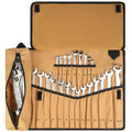23+1 Pockets Wrench Roll Organizer,Metric/SAE Wrench Roll Up Pouch,No Tools - color: Brown