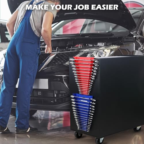 2-Pack Magnetic Wrench Organizer, 32-Slot Premium Wrench Rack Holder Tool Trays for Toolboxes Drawer Storage, SAE (1/4" - 1-1/16") & Metric (6mm - 24mm) - style: 32-Slot Standard / 2-Pack