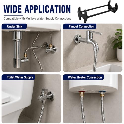 2-Piece Basin Wrench and Faucet Wrench Set, Multifunctional Sink Installation Tools with 4 Head Shapes for Tight Spaces, Under-Sink Mounting Nuts, Kitchen & Bathroom