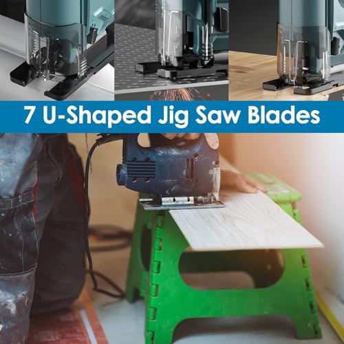 34Pcs Jigsaw Blades Set High Carbon Steel Assorted Jig Saw Blades with U-Shank Sharp Fast Cut Down Jigsaw Blade Wood Woodworking Tool for Plastic Metal Cutting