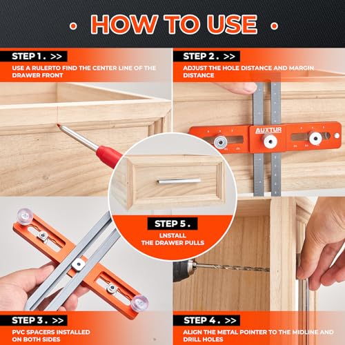 Cabinet Hardware Jig, Adjustable Cabinet Handle Template Tool with Alignment Hole, Punch Locator Drill Guide for Knobs,Handles and Pulls, Cabinet Template Tool for Drawer Cabinet Installation - style: Jig