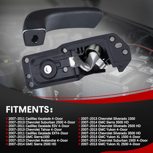 FAERSI Interior Door Handle Kit Front/Rear Right Passenger Side for 2007-2014 Chevy Silverado, Tahoe, Suburban, Avalanche, GMC Sierra, Yukon, Yukon XL, Cadillac Escalade Replaces# 20833602, 80375 - color: Right Passenger Side