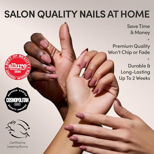 Glamnetic Press On Nails - Short Oval, Glossy Fake Nails 30 Pc Full Kit - color: 2C - Fall Mauve