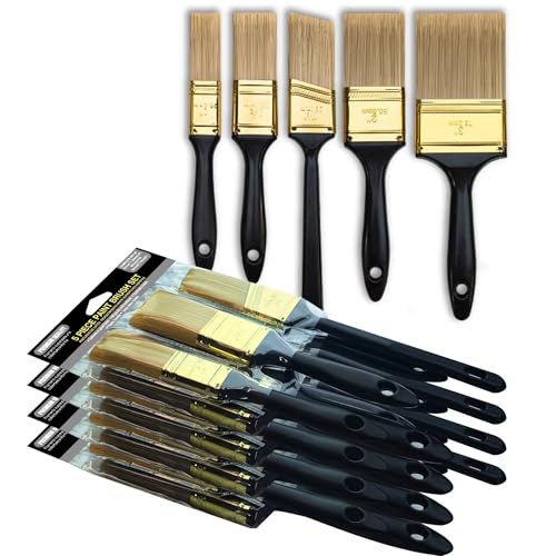 20 Pcs Paint Brushes, 5 Sizes, 1" 1.5" 2" 3" Flat & 1.5" Angled