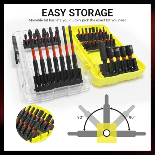 36-Piece Impact Driver Bit Set, Magnetic Nut Driver Set - color: Black