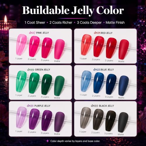 Beetles Jelly Gel Nail Polish Set, 6 Colors Jelly Magic Gel Polish Kit - color: A - Sheer | Jelly Magic