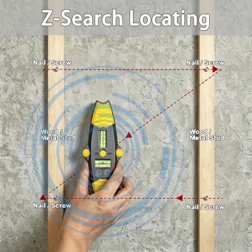 3-in-1 Magnetic Stud Finder with Laser, Wall Scanner with 2 Detachable Magnetic Positioning Modules & 4 Wooden Surface Locator Pins, Stud Finder Leveler Tool for Home Renovation Inspection. (Black) - color: Black