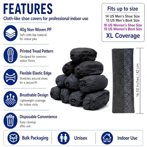 Innovative Haus Black Disposable Shoe Covers Non Slip Booties, XL, 50 Pack - style: 50 Pack