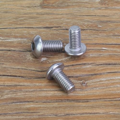 55 Pieces M5 x 10mm Button Head Socket Cap Screws, Thread Pitch 0.8mm, Sutemribor M5 Screws, 304 Stainless Steel, Fully Threaded, Silver - size: M5 x 10mm, style: Button Head