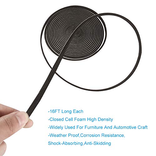 2 Rolls Weather Stripping,1/4 Inch Wide X 1/8 Inch Thick Foam Seal Tape High Density Foam Strip Self Adhesive,Closed Cell Foam Tape Seal Strip,16 Feet Long Each - size: 1/4"W x 1/8"T x 32FT