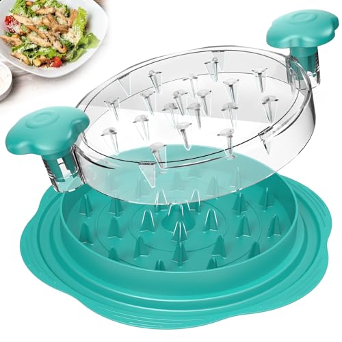 Chicken Shredder Tool Twist Large Meat Shredder with Brush&Fork, Teal - color: Teal