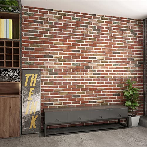 Art3d 10-Pack Durable Faux Brick Peel and Stick 3D Wall Panels, Red Brown - color: Red brown, size: 10pcs-27x27inch