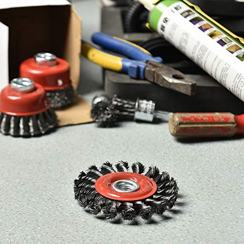 AAIN 4 Inch Wire Wheel Cup Brush Set for Grinder, 2pcs Cup Brushes Set - size: 2 pack, style: 4 inch Knotted Wire Brush