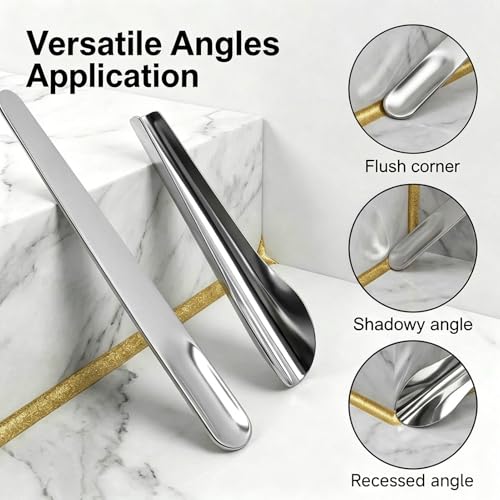 2 Pack Caulking Tool Kit, Metal Caulk Remover & Grout Cleaning Scraper, Silicone Finishing Tools for Wall Tile Gaps, Inside and Outside Corner Sealing Application, Bathroom Kitchen Shower Repair