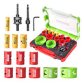 GEINXURN 15PCS Hole Saw Kit 5/8'' to 3'' (16mm-76mm) with Hole Saw Mandrel and Hex Wrench,HSS Bi-Metal Hole Cutter with Shark Tooth for Wood,Drywall, PVC Boards and Thin Metal - color: 15PCS 5/8“-3” Hole Saw Set with Mandrel