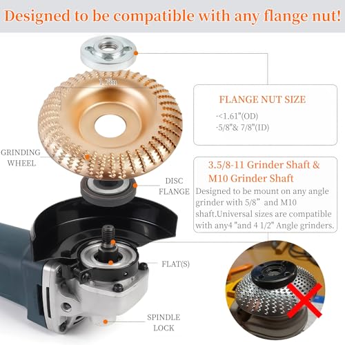 5PCS Wood Carving Disc Set for 4-1/2" Angle Grinder, 5/8" Arbor - color: 5 PCS Wood Carving Grinding Disc Set