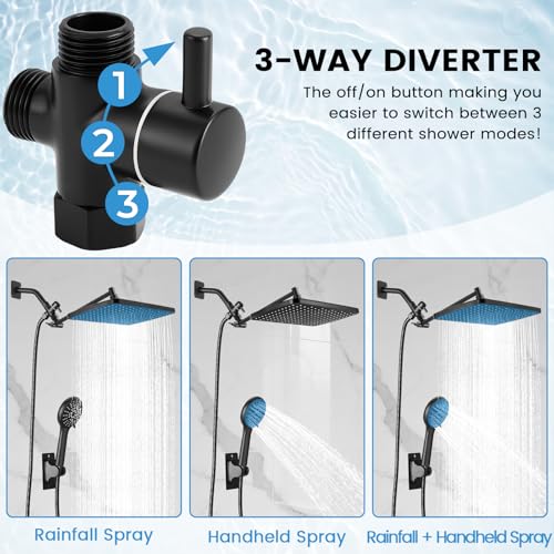 Shower Head with Handheld, High Pressure Black Rain Shower Head - color: A-Matte Black, style: Rectangular 12"