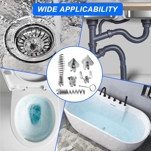 7 Pcs Drain Cleaner Snake Cutter Heads Compatible with Ridgid K50/K400