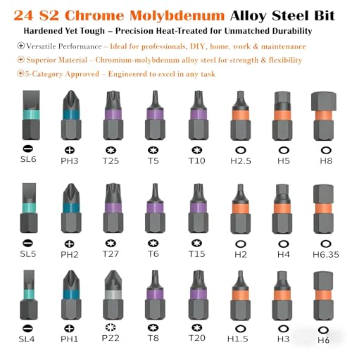 Asnish 24 in1 Magnetic Screwdriver Set Mini Precision Screwdriver Set - color: Black-gray, size: 24 In 1