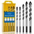 amoolo Masonry Drill Bit Set 5pcs, Concrete Drill Bits with Carbide Tip (1/4”-1/2”) for Brick, Tile, Cement, Ceramic, Glass, Plastic, Etc. - size: 1/4"-1/2"(5pcs)