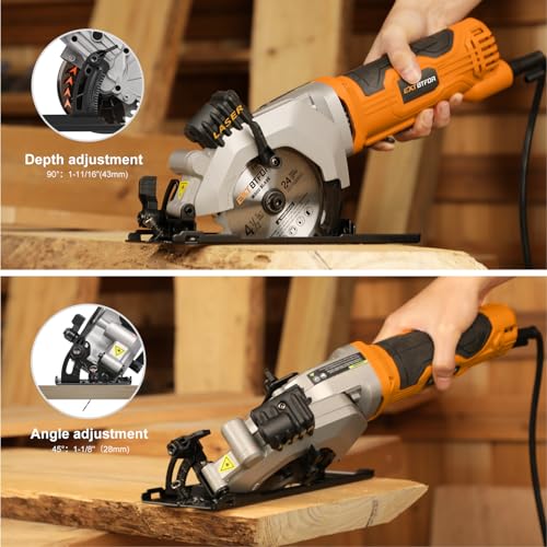 4.8A Power Circular Saw Corded,4000RPM Laser Guide 45° Max Angle - style: Corded circular saw