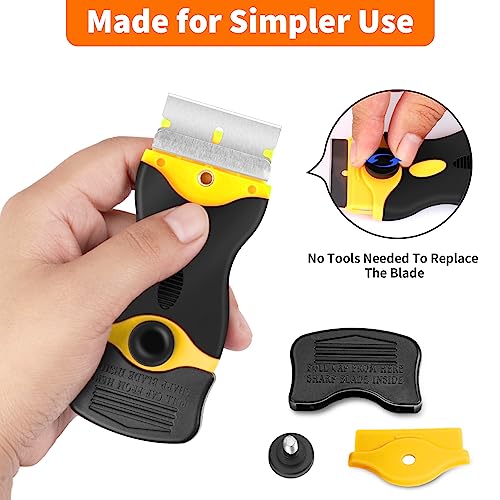 Razor Blade Scraper Tool - Razor Scraper with 40 Metal & Plastic Blades - color: Yellow