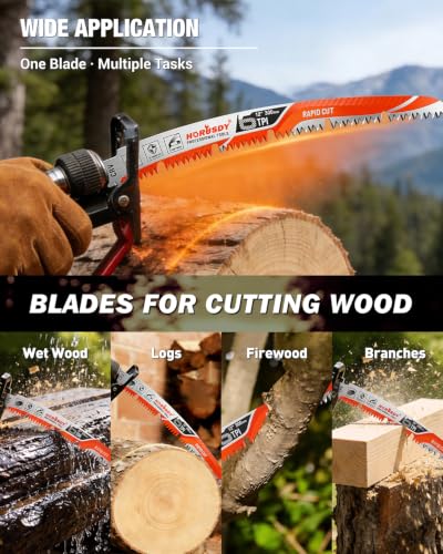 12 Inch Reciprocating Saw Blades, 5 Pack, 6TPI Japanese Teeth Arc Edge CR-V Steel Pruning Saw Blades for Tree Trimming and Wood Cutting, with Storage Case - style: 5-Pc 12" New Version
