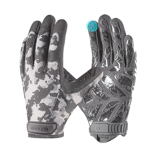 COOLJOB Mechanic Safety Work Gloves, Enhanced Anti-Slip Grip Tactical Gloves, Touchscreen, Breathable, Ultra-Soft, S-XL - color: Gray Camo, size: Small