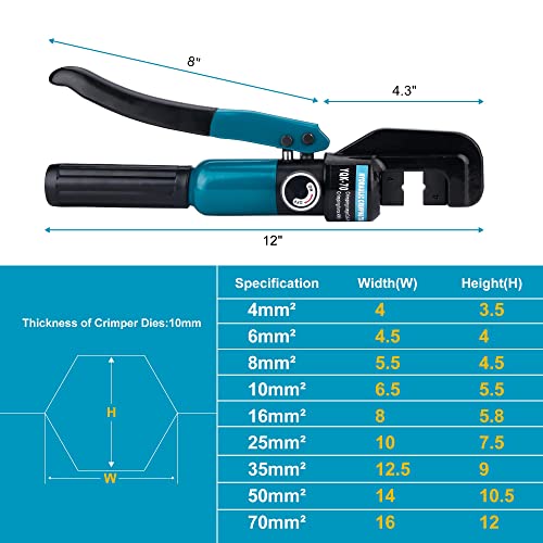 Hydraulic Crimping Tool for 1/8"-3/16" Cable Railing Kits, 10-Ton Crimper - color: Black