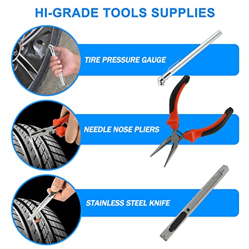 Tire Repair Kit, Tire Inflator Portable Air Compressor, Heavy Duty Flat Tire Repair Kit With 12V Air Pump For SVU, Car, Motorcycle, Truck, RV And Other Tire Repair