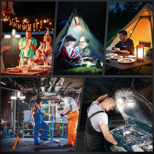 AKOFUN 12000mAh Camping Light with Stand, Portable Rechargeable Work Light