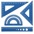 Honagu Triangular Ruler Set, 4 Pieces Aluminum Alloy Ruler, Metal Drafting Ruler, Geometric Protractor for Students, Draftsmen, Engineers, School Office Supplies (Blue) - color: Blue