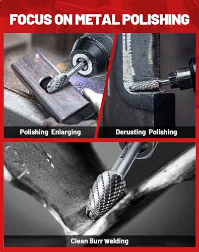 EZARC Tungsten Carbide Rotary Burr Set, 5PCS Double Cut, 1/4-Inch Shank - style: MIXED, 5PCS