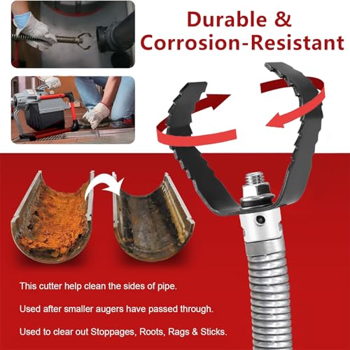 3-Piece Drain Auger Attachment Set 1-3/16" (30MM) for 4"-8" Pipe Cleaning – Includes Spiral Cutter, Grease Cutter, and Pin Key, Compatible with 1-1/4”,6/5” and 1-1/2”Cable - style: 30mm